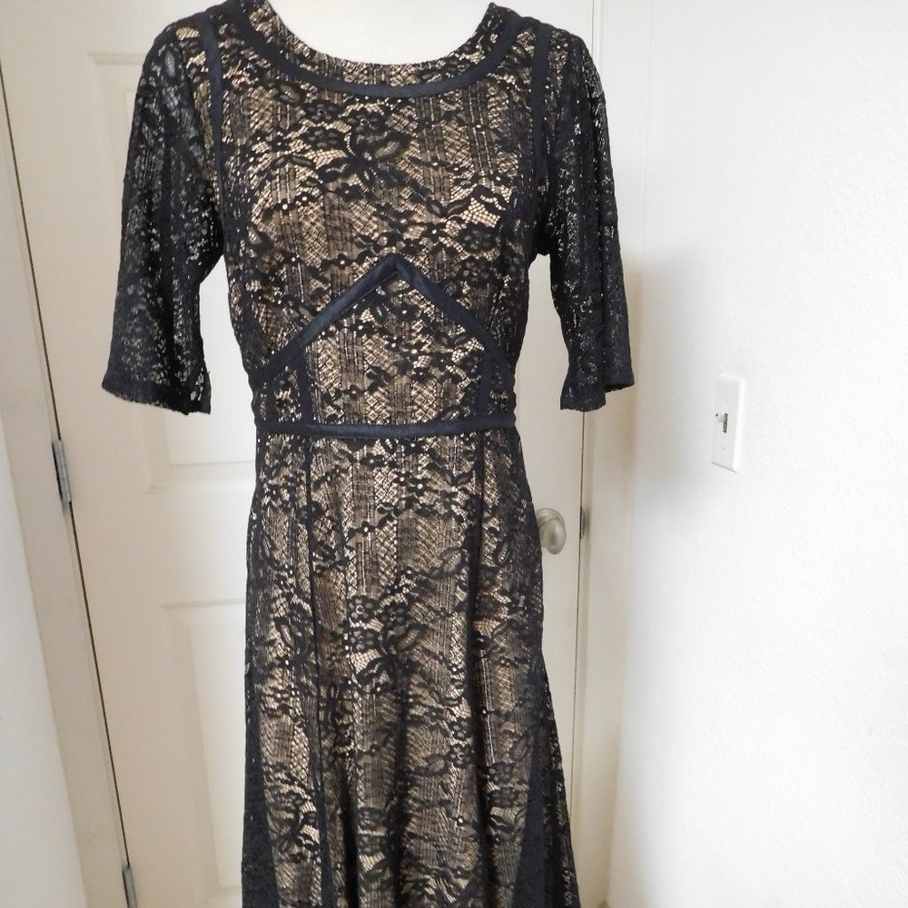 Gorgeous WAYWARD FANCIES eShakti Black Lace Overlay Cocktail Dress Medium/10